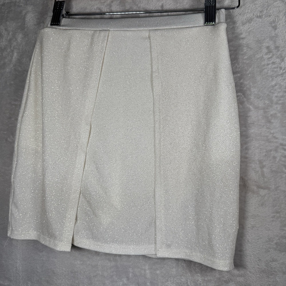 Lucy in the Sky Womens Mini Skirt Cream Gold  SIZE XS Built‎ In Shorts Party